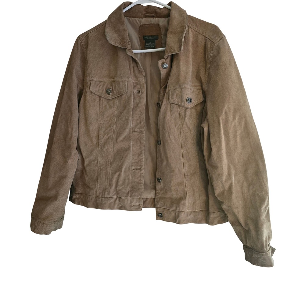 Great Northwest Clothing Company Tan Leather Trucker Jacket XL Suede Finish